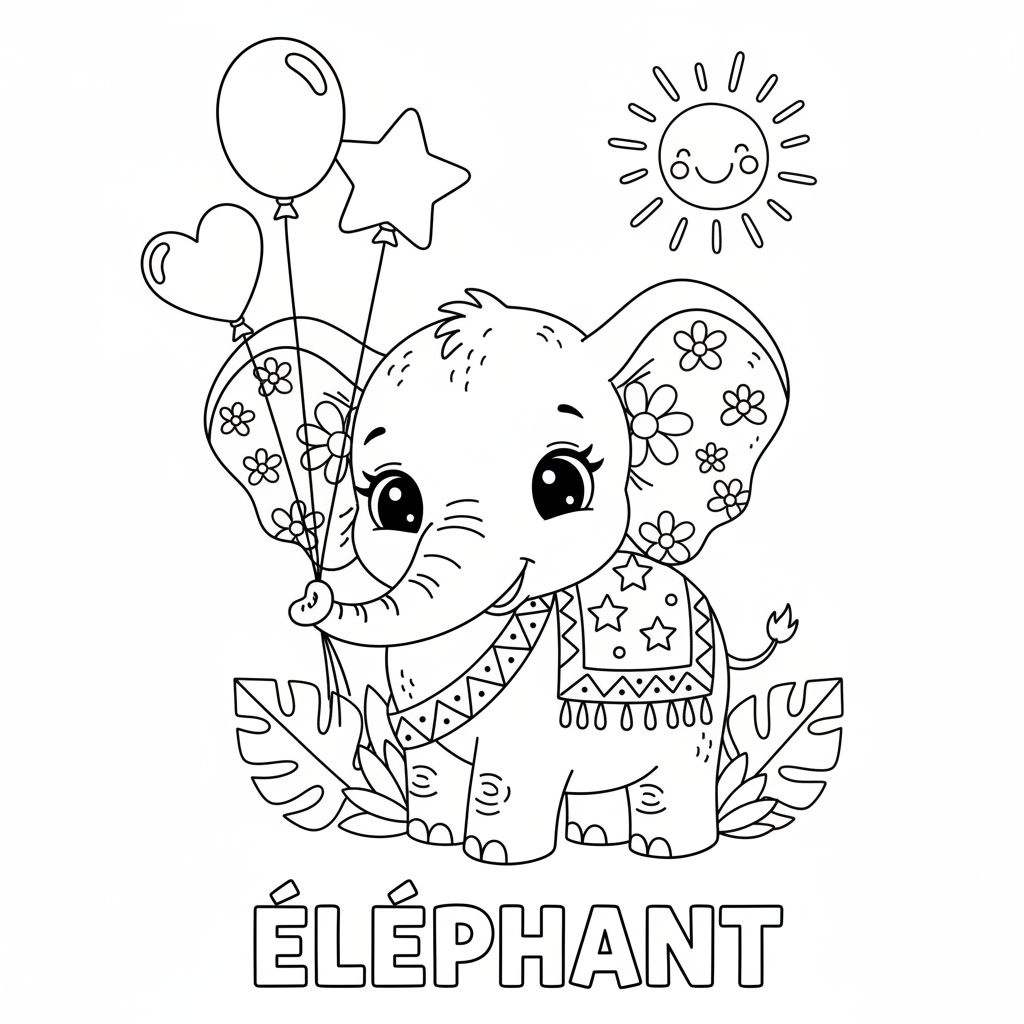 Coloriage éléphant coloriage 4
