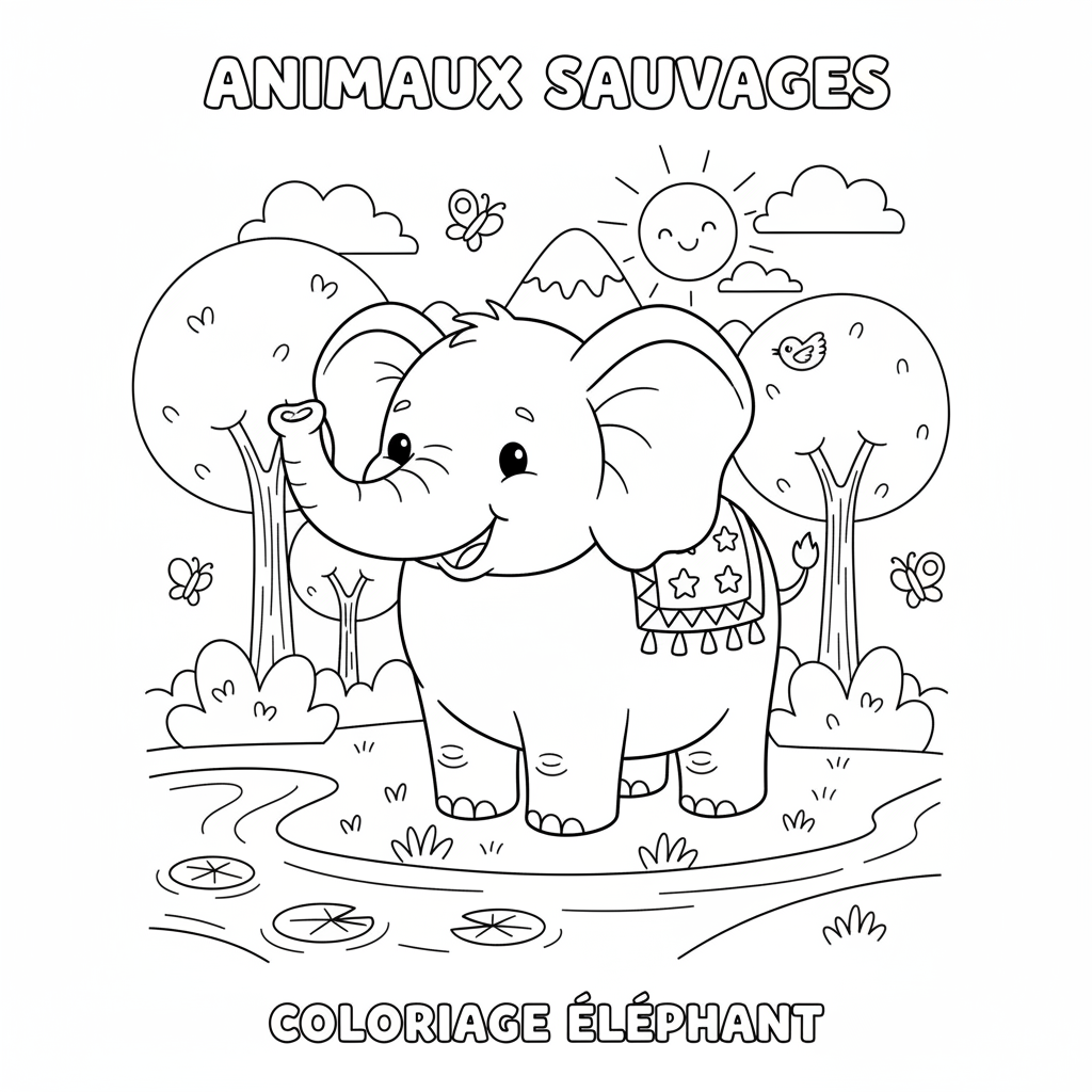 Coloriage elephant coloriage 3