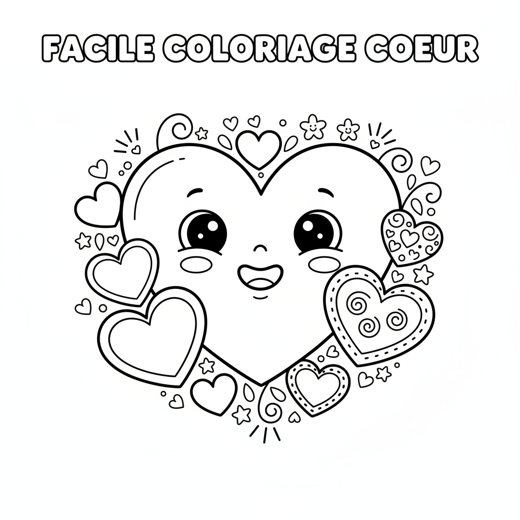 Coloriage facile coloriage coeur 2