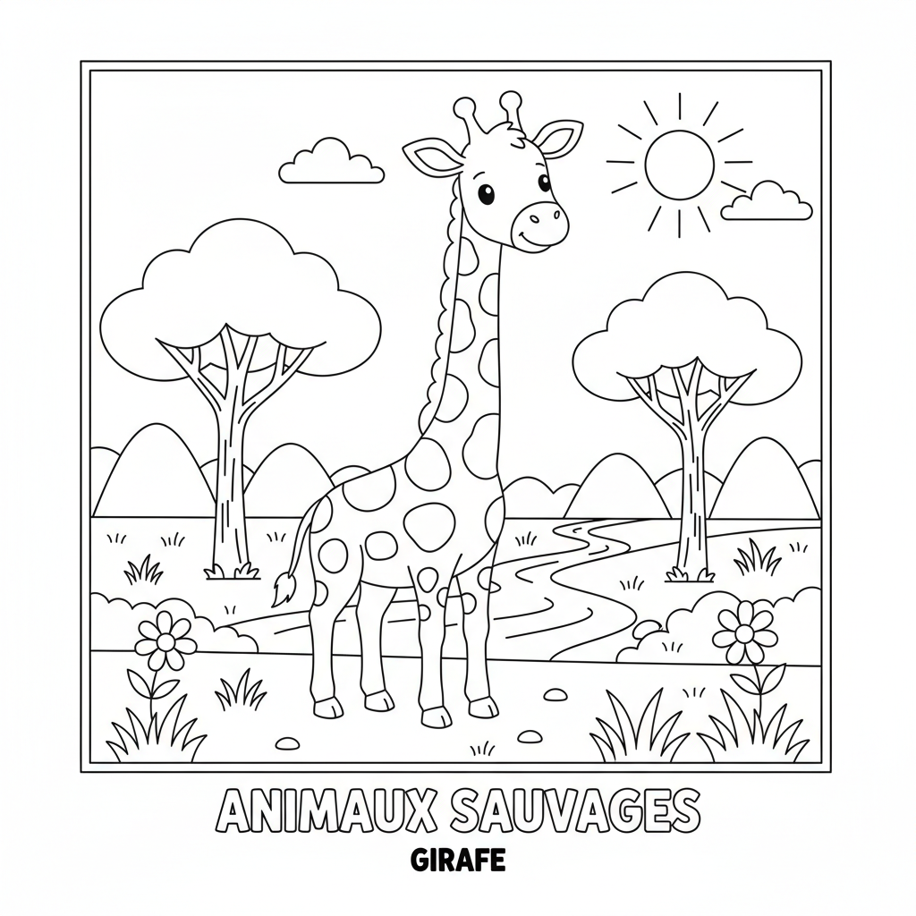 Coloriage girafe coloriage 3