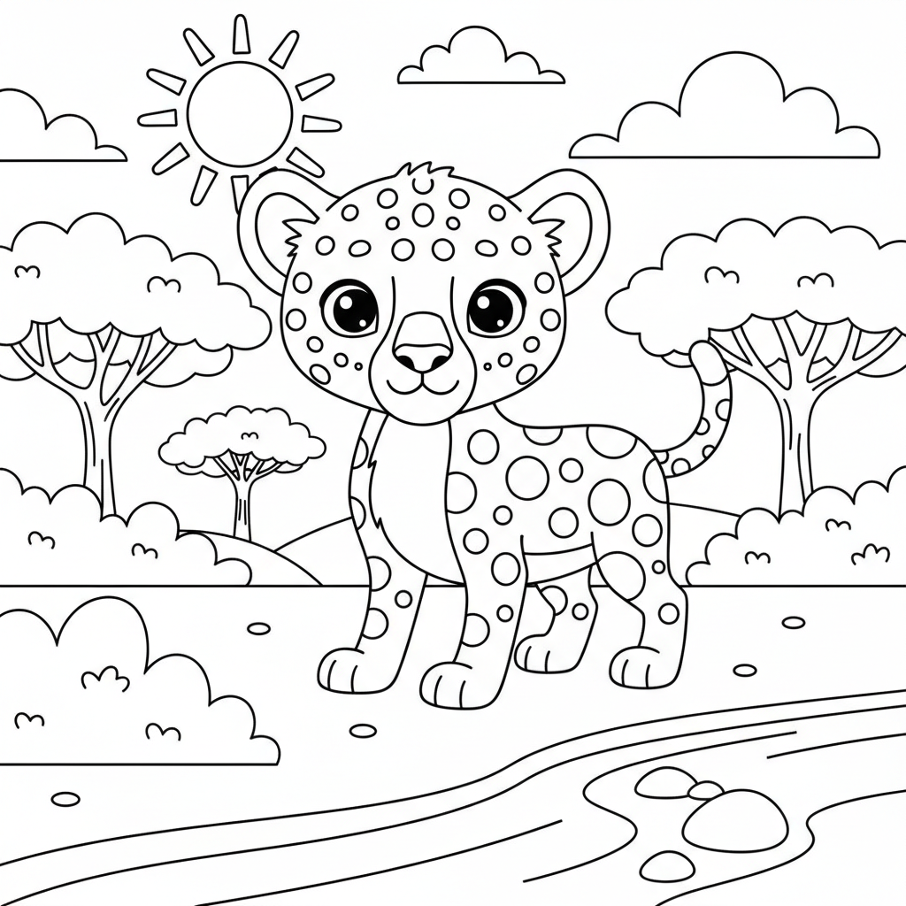 Coloriage guépard coloriage 3