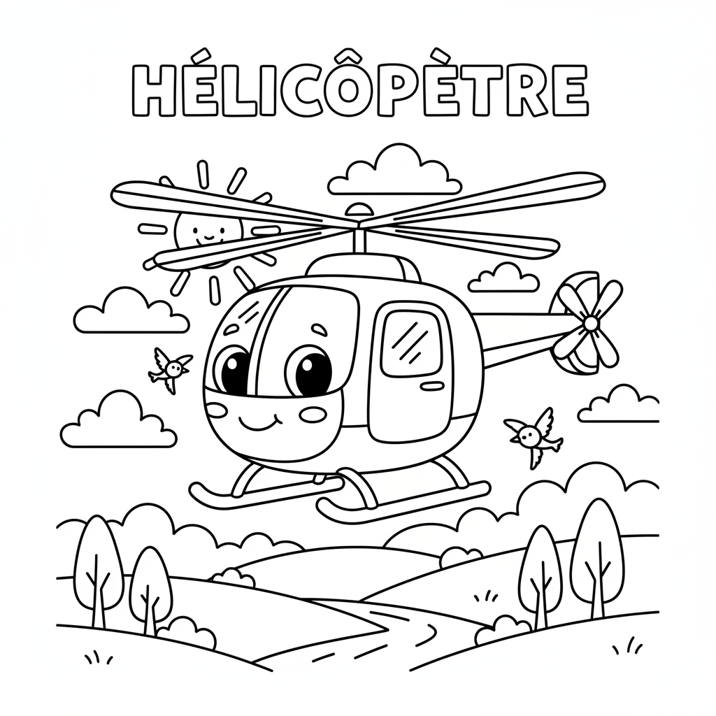 Coloriage hélicoptère coloriage 3