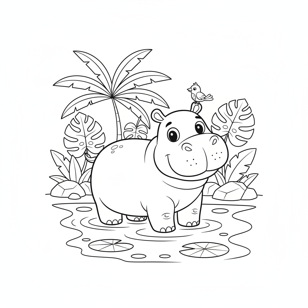 Coloriage hippopotame coloriage 2