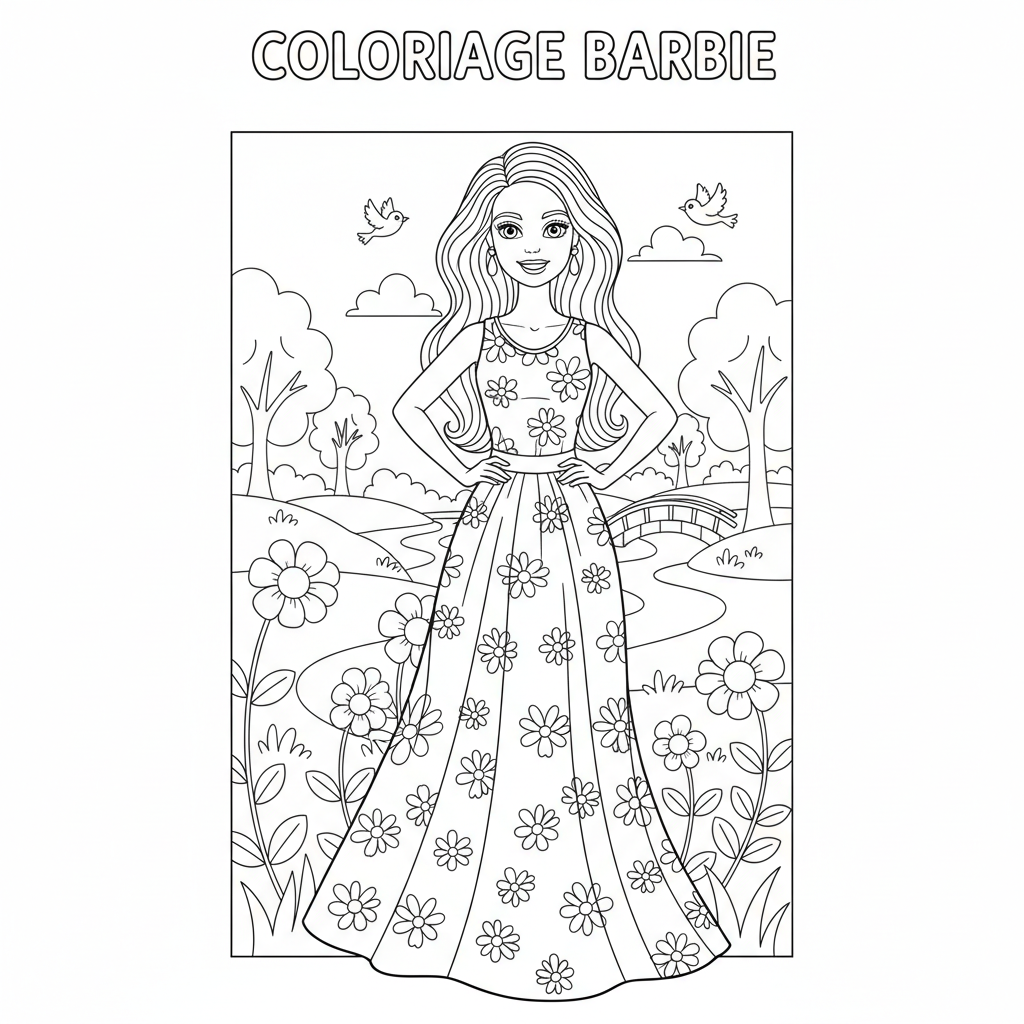 Coloriage imprimer coloriage barbie 3