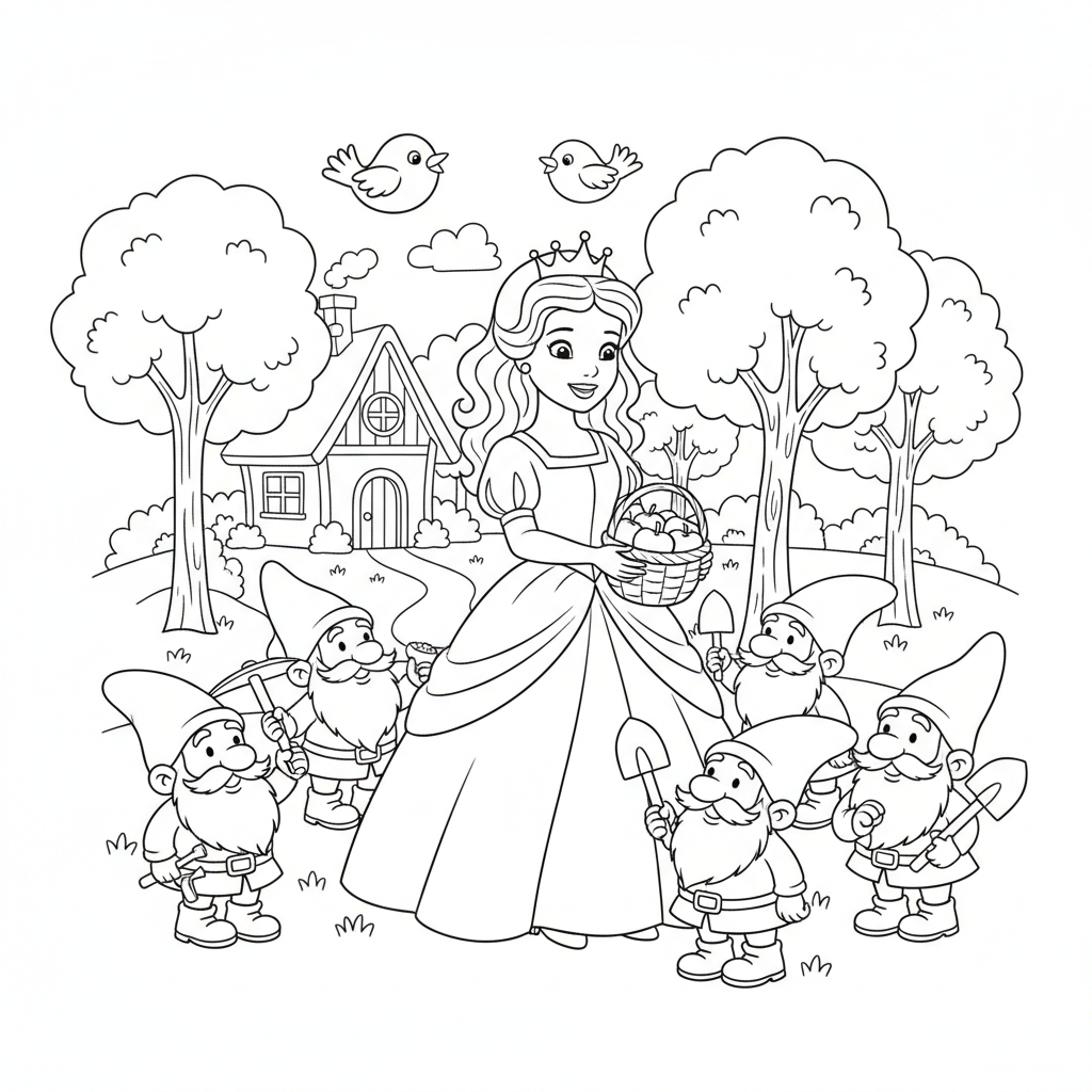 Coloriage imprimer coloriage blanche neige 2