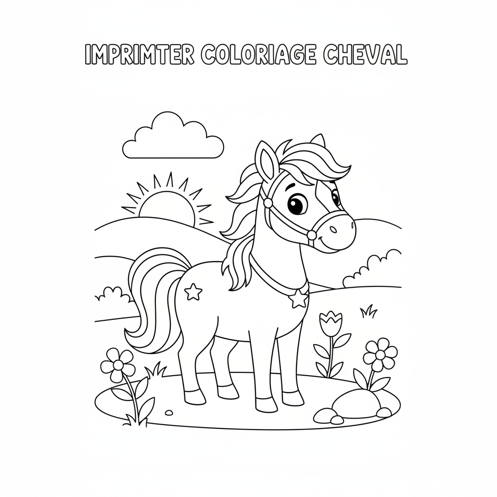 Coloriage imprimer coloriage cheval 2