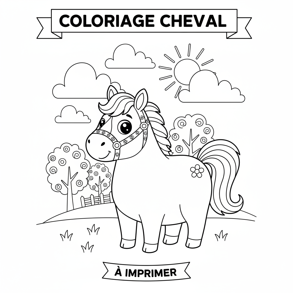 Coloriage imprimer coloriage cheval 3