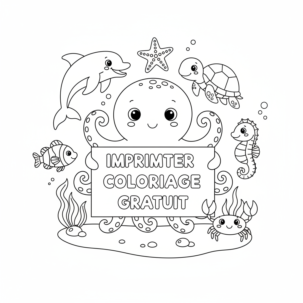 Imprimer Coloriage Gratuit de Animaux de la Mer