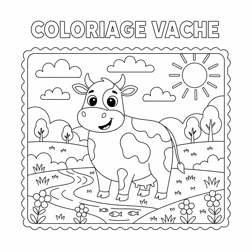 Coloriage imprimer coloriage vache 3