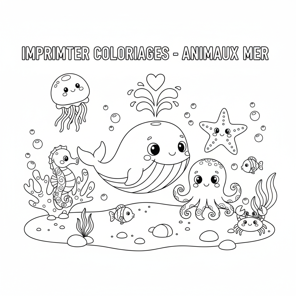 Coloriage Imprimer Coloriages Animaux de la Mer
