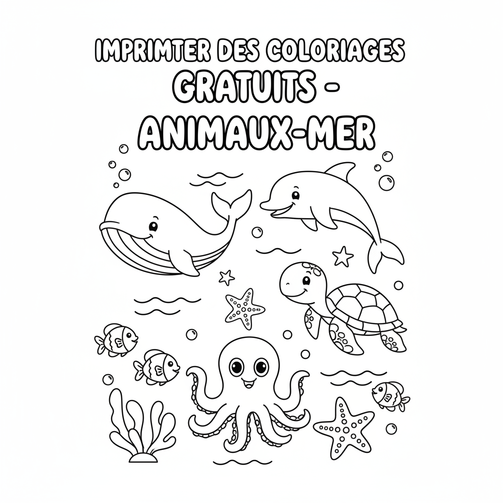 Imprimer Des Coloriage Gratuit sur les Animaux de la Mer