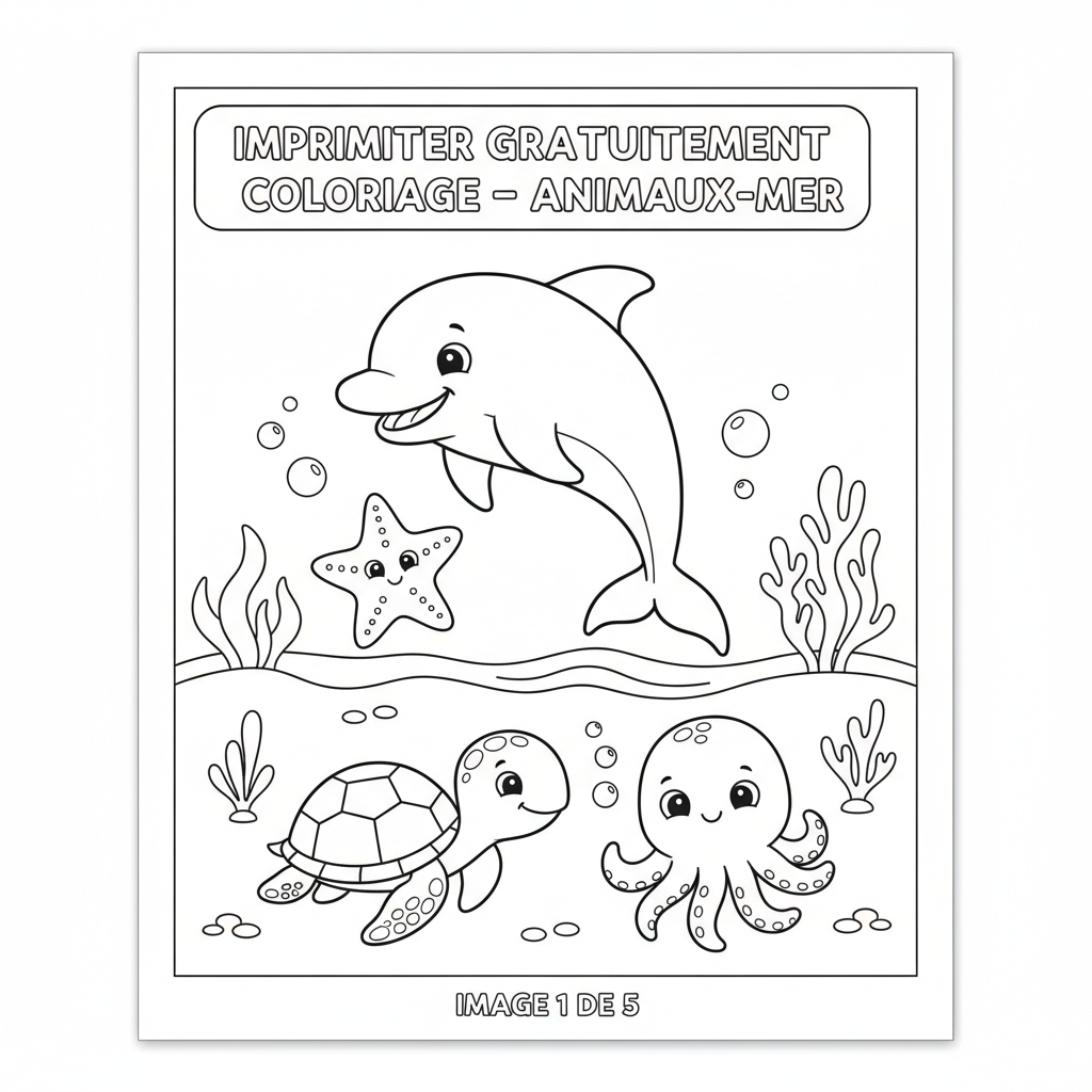 Imprimer Gratuitement Coloriage de la Mer pour Enfants