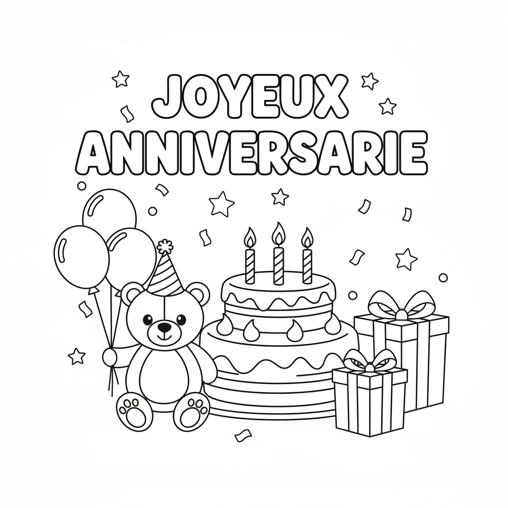Coloriage joyeux anniversaire coloriage 1