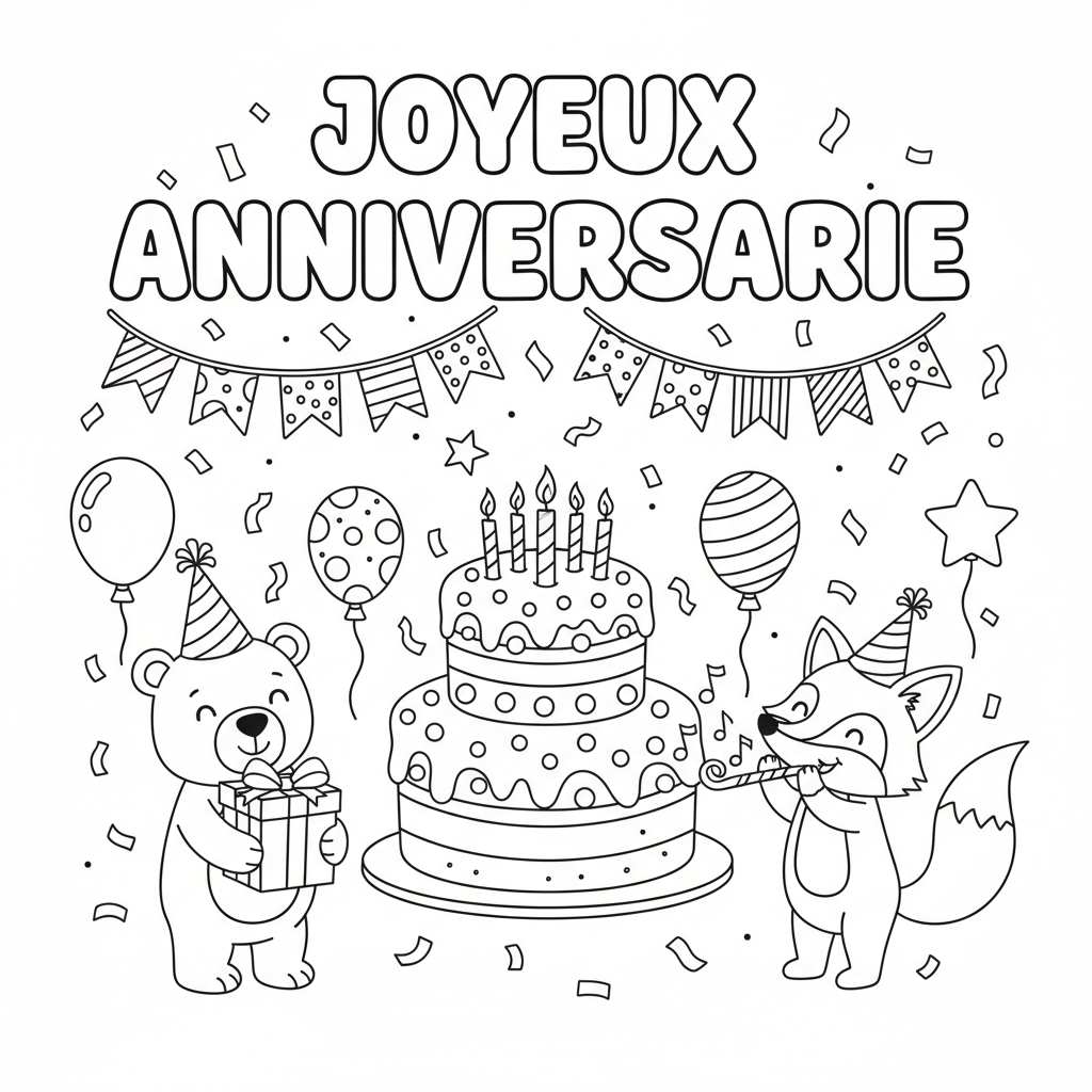 Coloriage joyeux anniversaire coloriage 2