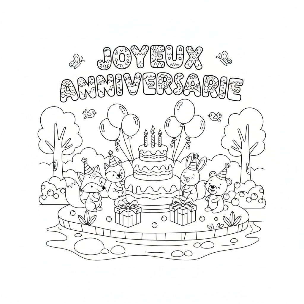 Coloriage joyeux anniversaire coloriage 3