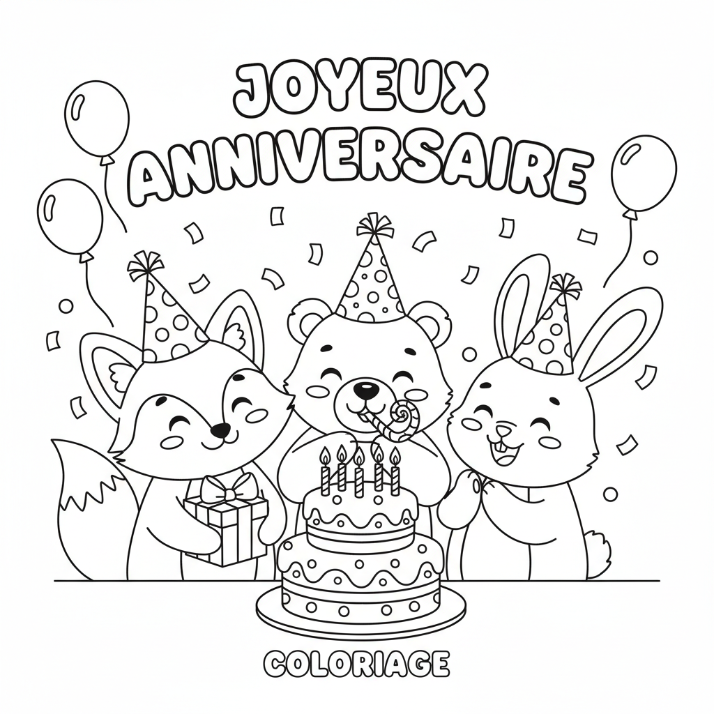 Coloriage joyeux anniversaire coloriage 4