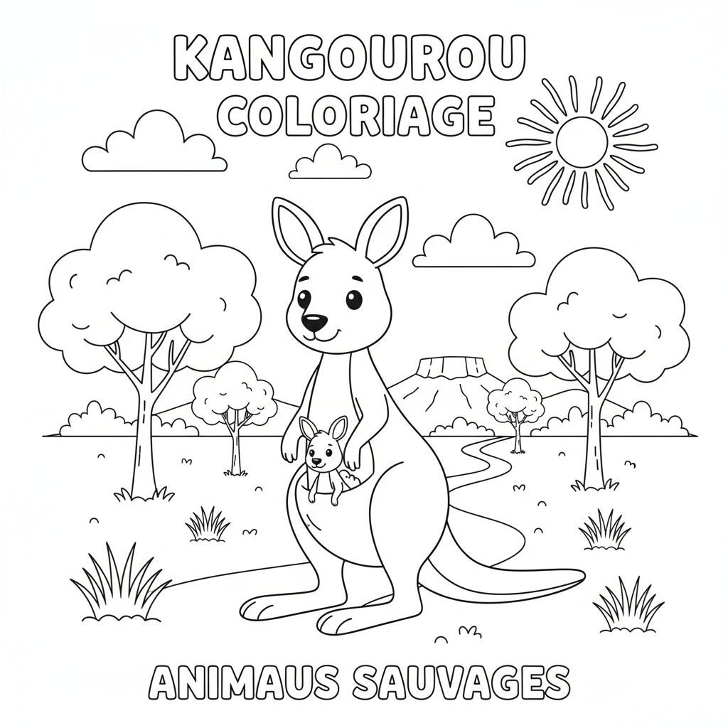 Coloriage kangourou coloriage 3