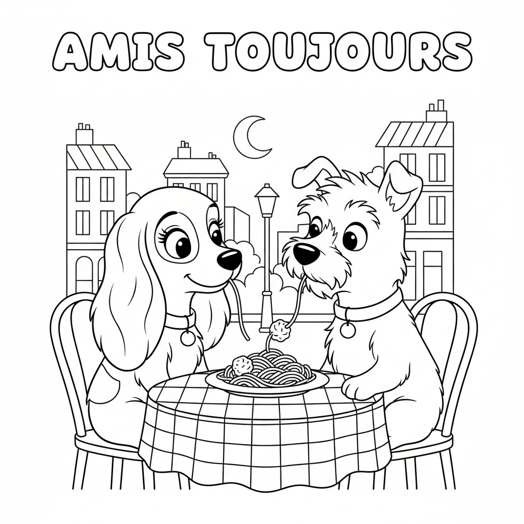 Coloriage la belle et le clochard coloriage 4