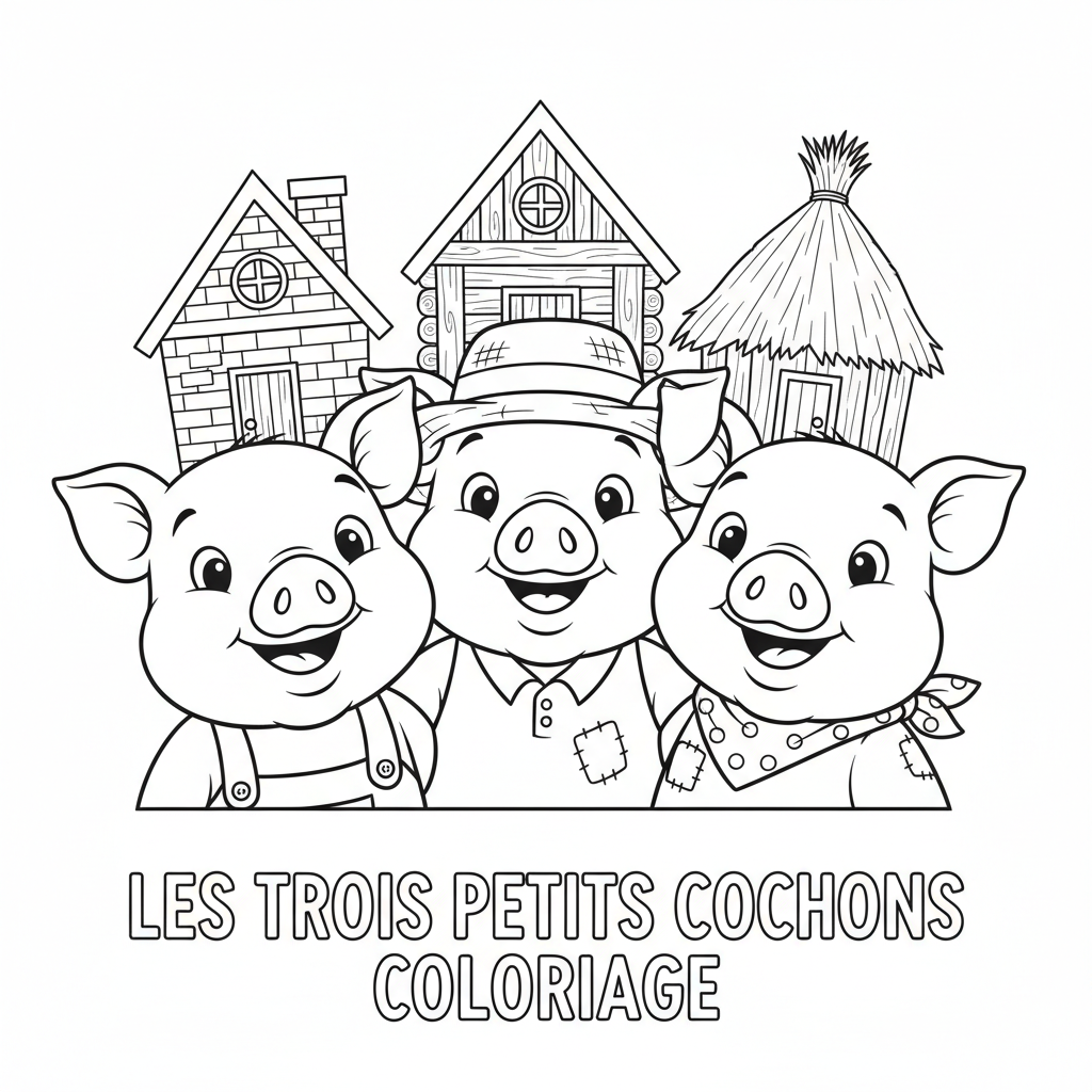 Coloriage les trois petit cochon coloriage 4