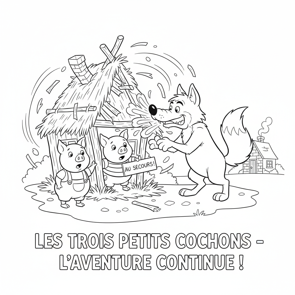Coloriage les trois petit cochons coloriage 2