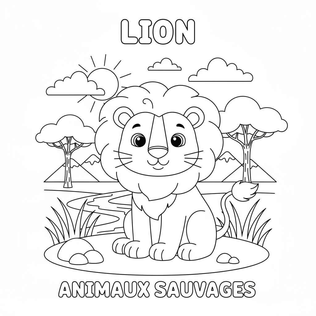 Coloriage lion coloriage 3