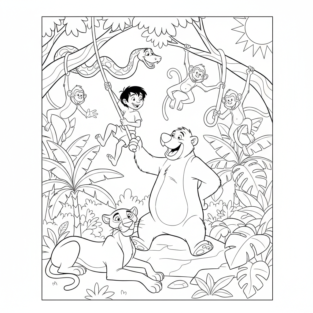 Coloriage livre de la jungle coloriage 2
