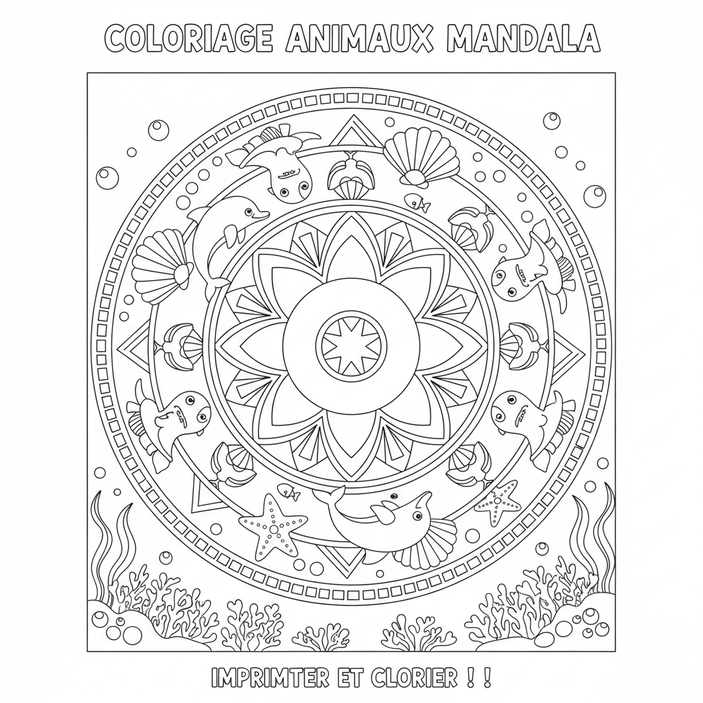 Coloriage mandala animaux imprimer coloriage 3