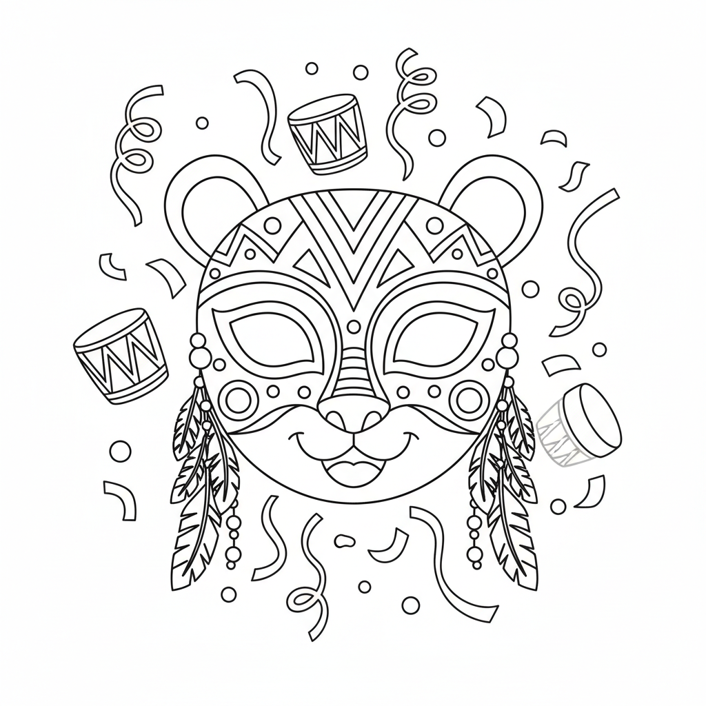 Coloriage masque africain coloriage 2