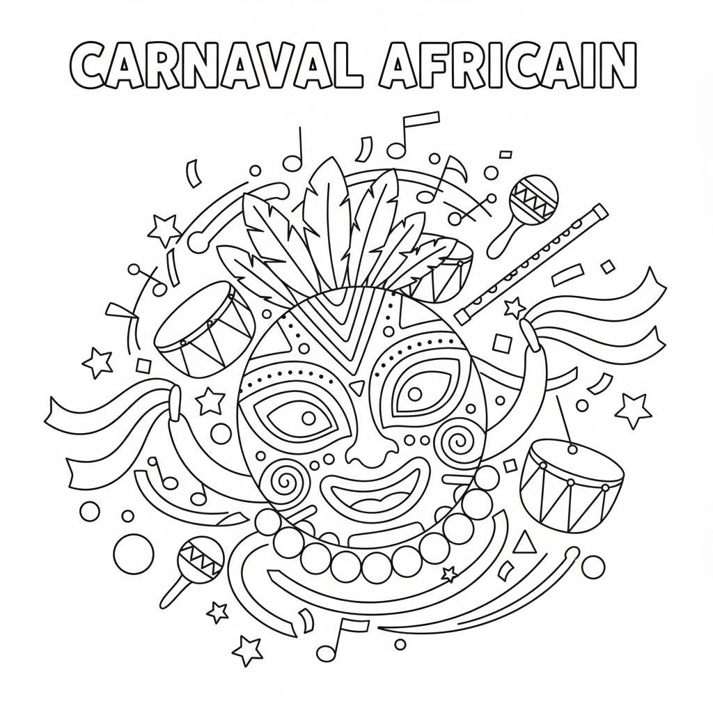 Coloriage masque africain coloriage 5