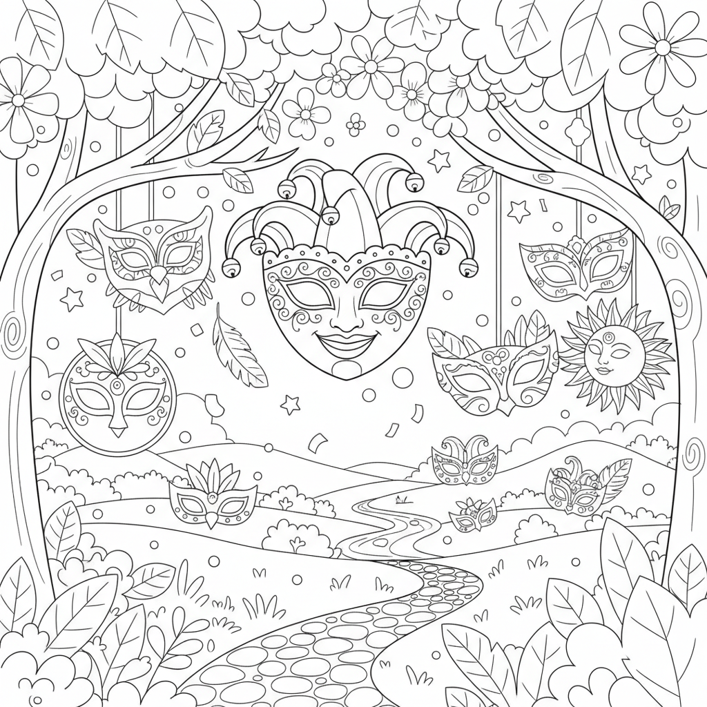 Coloriage masque coloriage carnaval 3