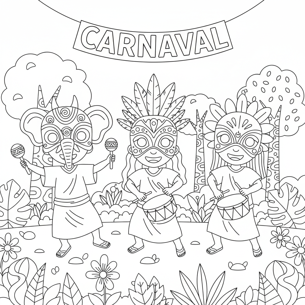 Coloriage masques africains coloriage 3