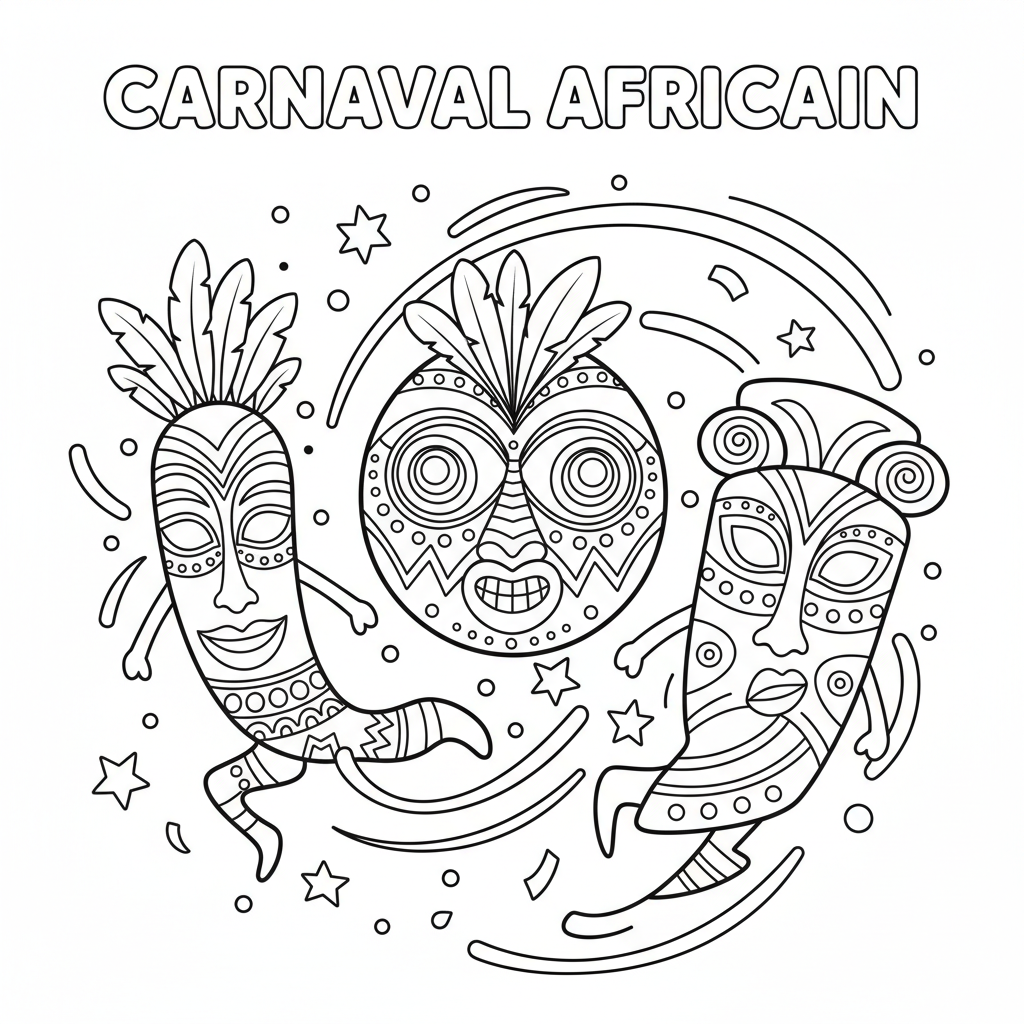 Coloriage masques africains coloriage 5