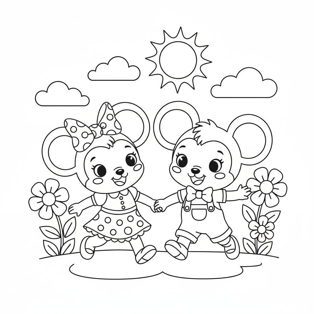 Coloriage minnie et mickey coloriage 1