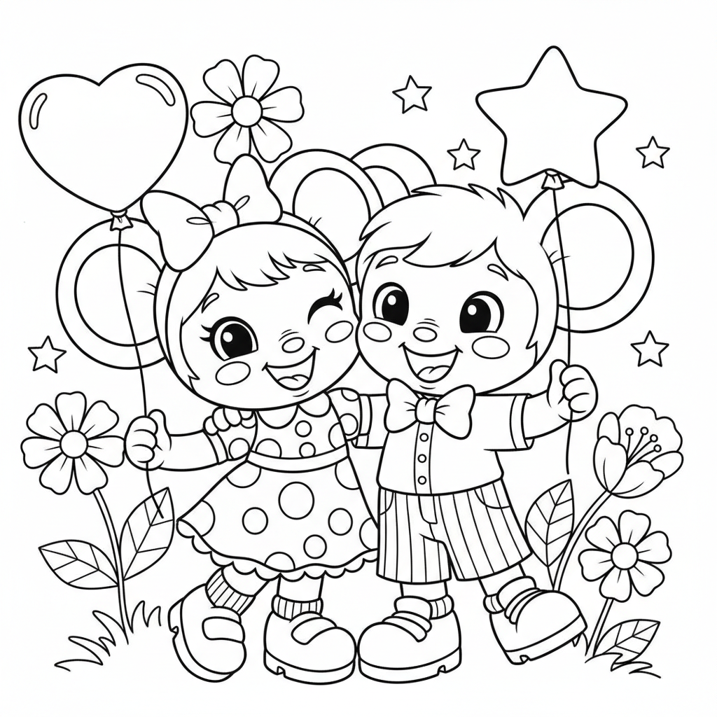Coloriage minnie et mickey coloriage 4