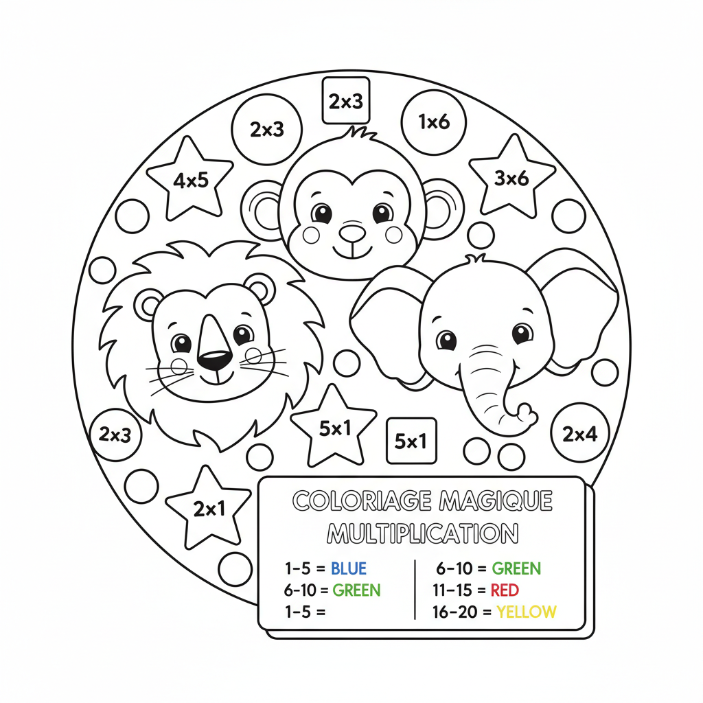 Coloriage multiplication coloriage 4