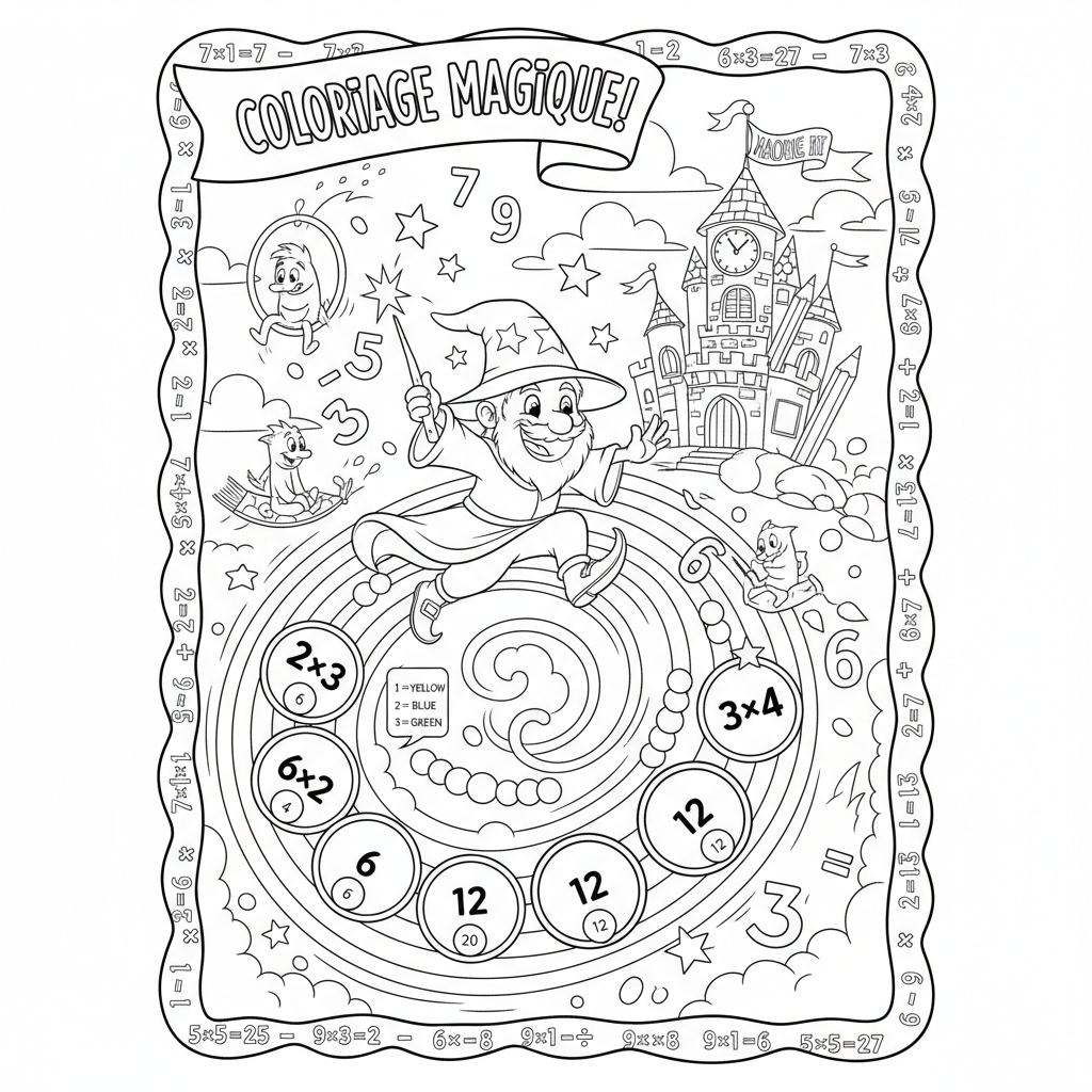 Coloriage multiplication coloriage 5