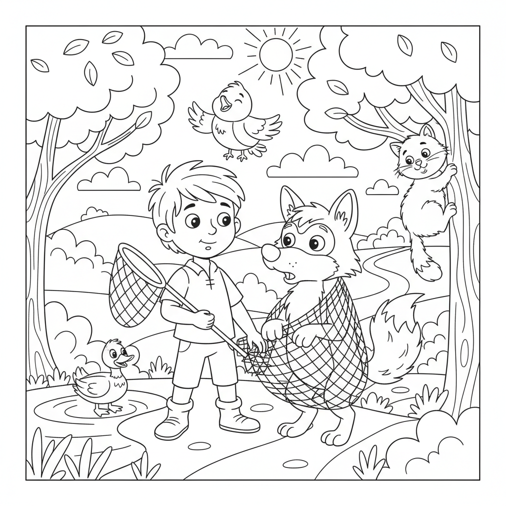 Coloriage pierre et le loup coloriage 3