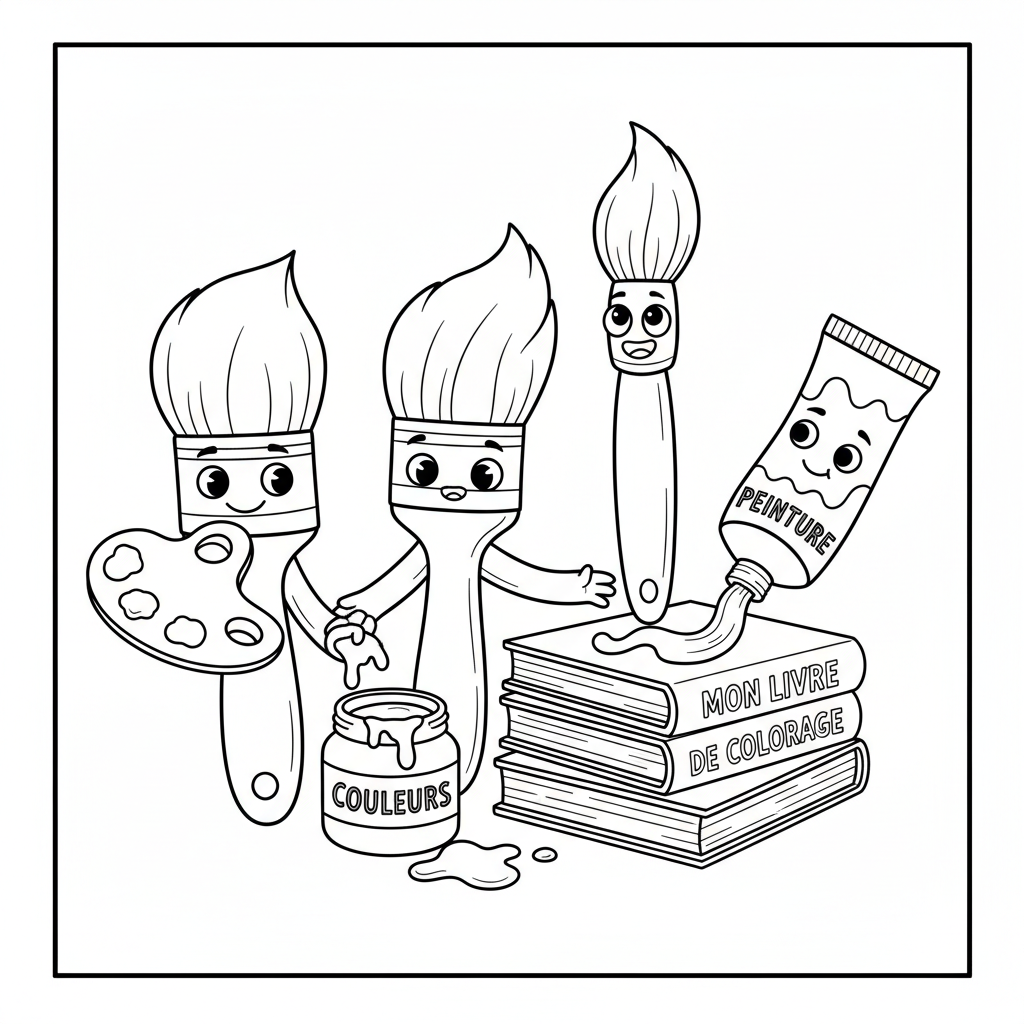 Coloriage Pinceaux Coloriage Gratuit à Imprimer