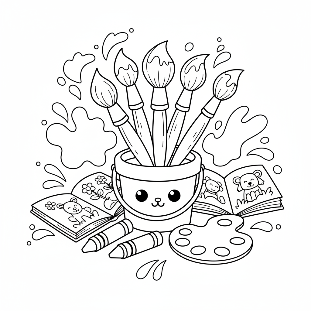 Coloriage pinceaux coloriage 2