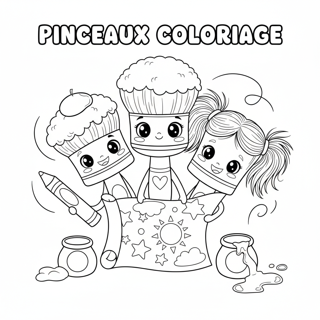 Coloriage pinceaux coloriage 4