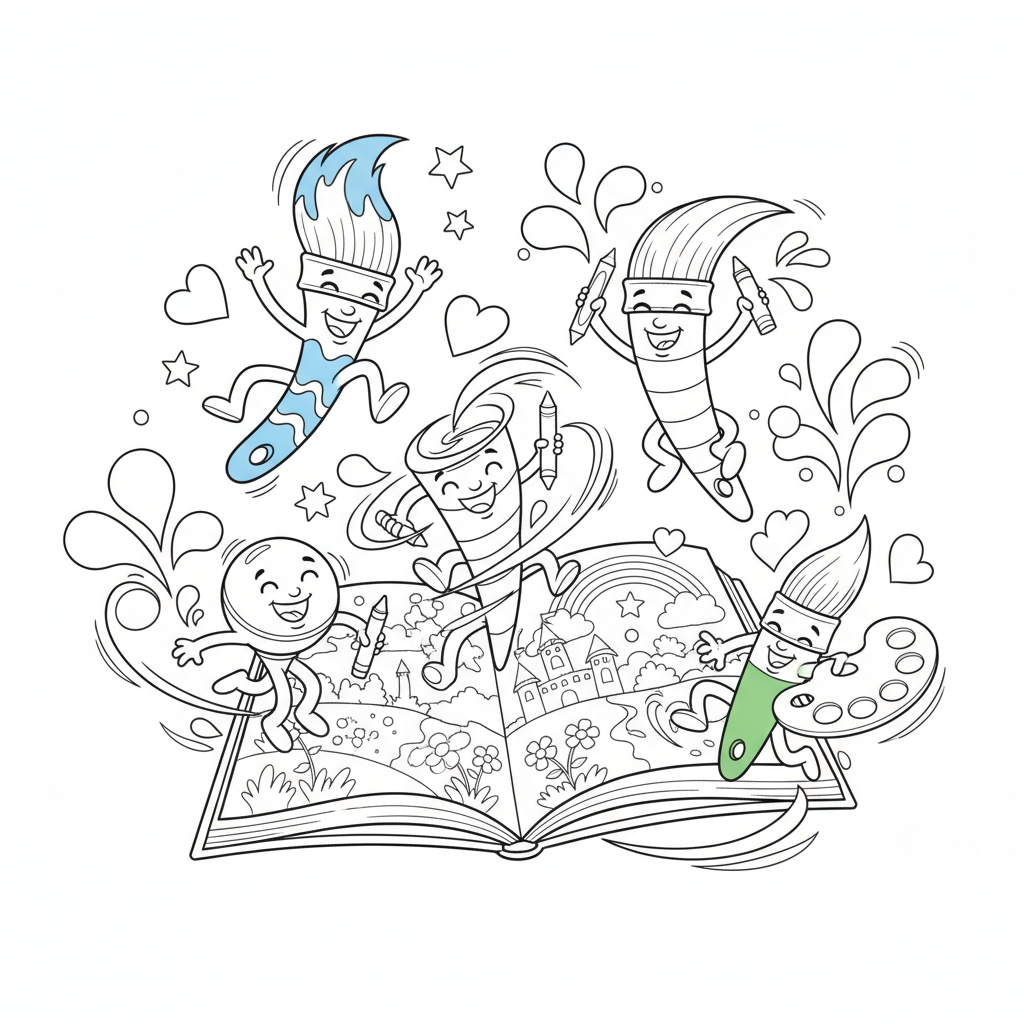 Coloriage pinceaux coloriage 5