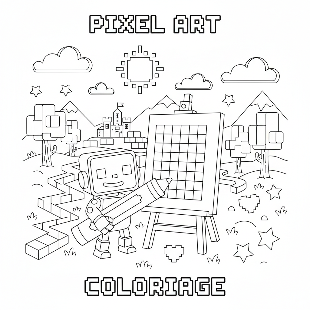 Coloriage pixel art coloriage 3