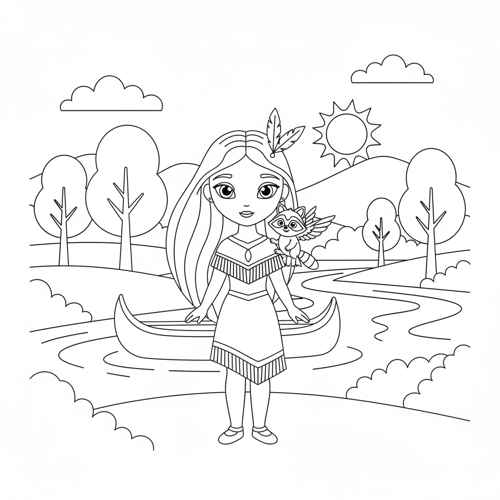 Coloriage pocahontas coloriage 3