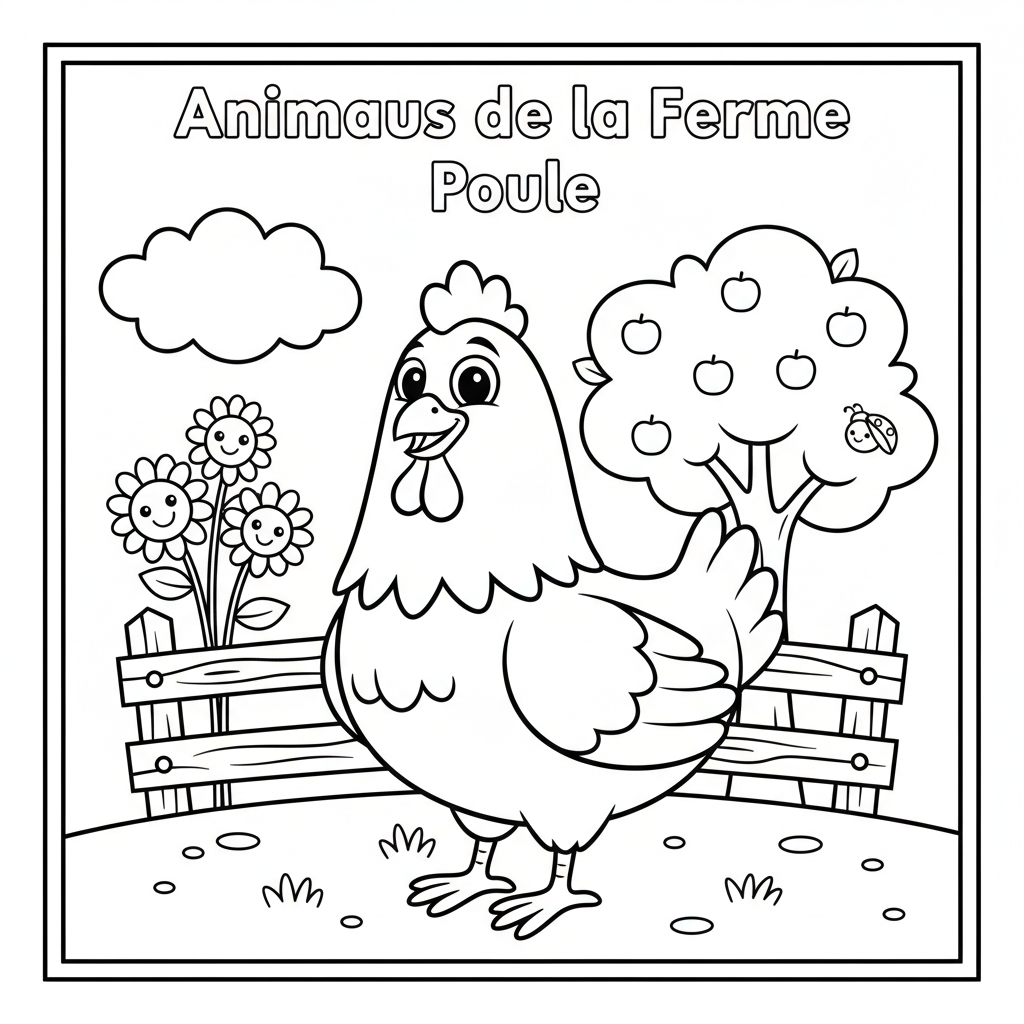 Coloriage poule coloriage 3