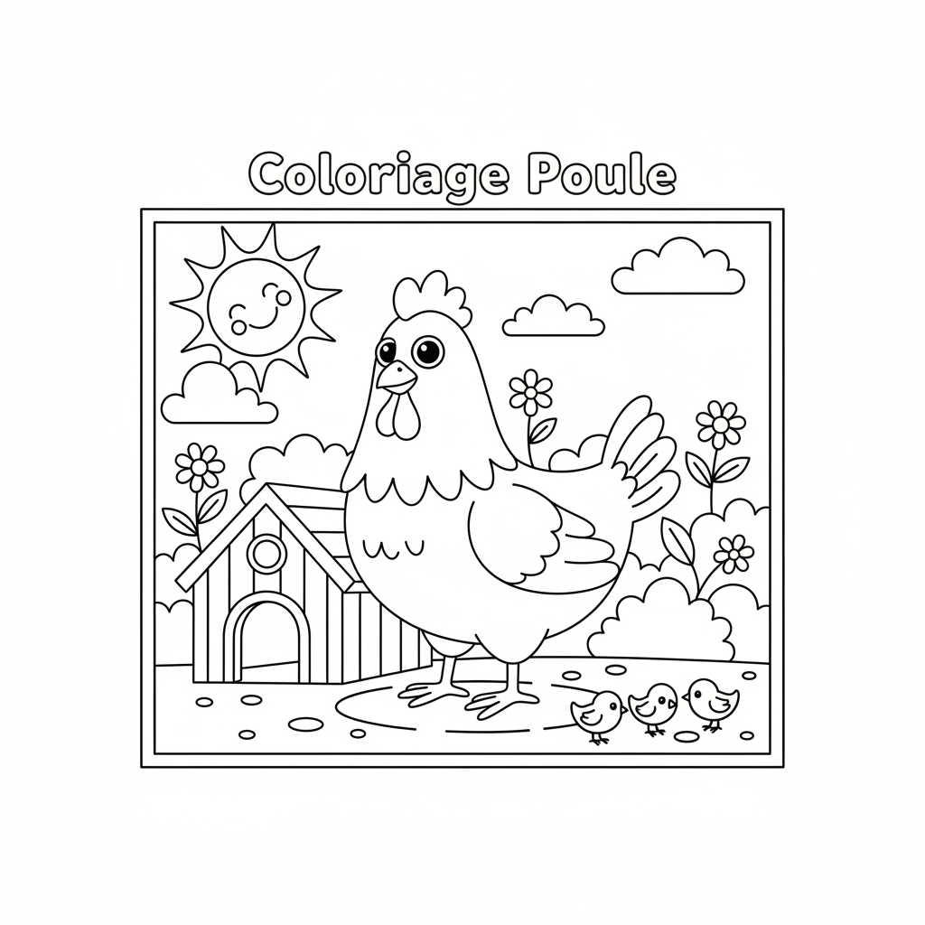 Coloriage poule coloriage imprimer 3