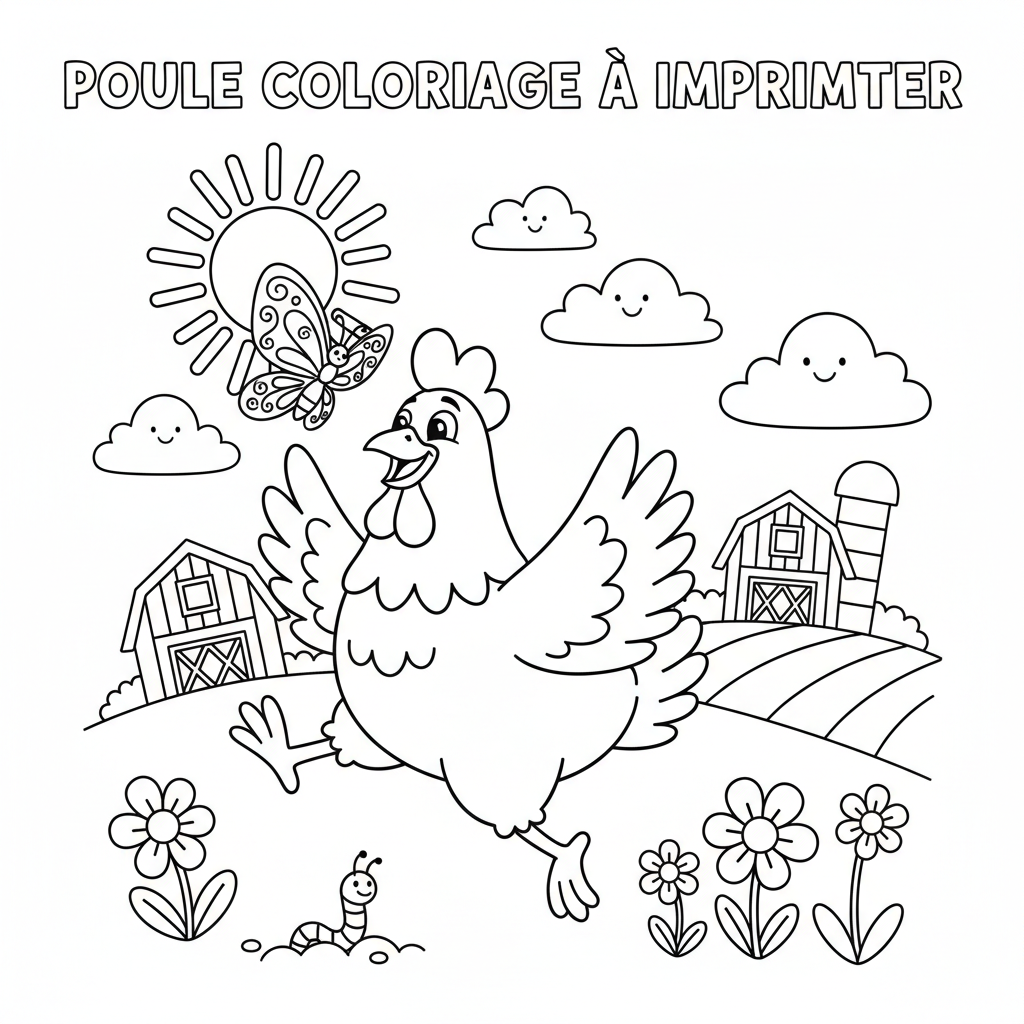 Coloriage poule coloriage imprimer 5