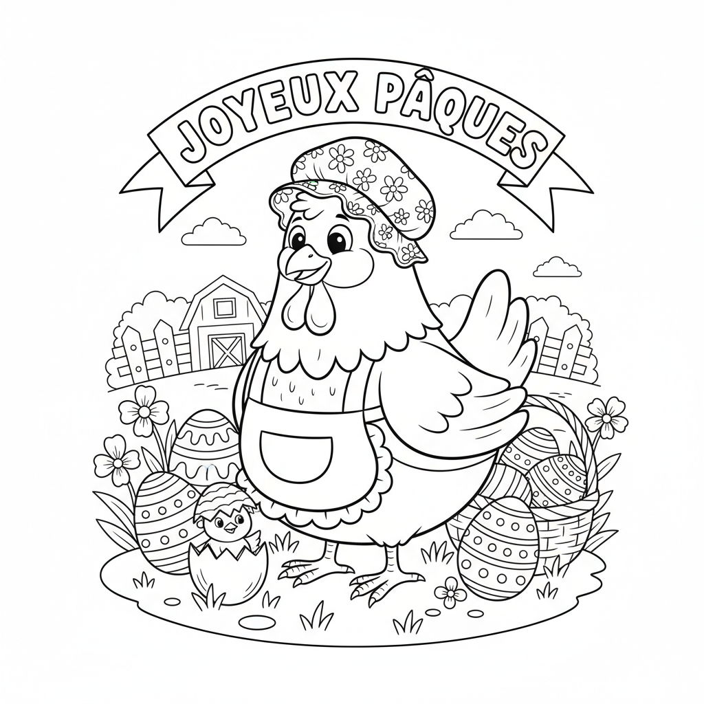 Coloriage poule paques coloriage 2