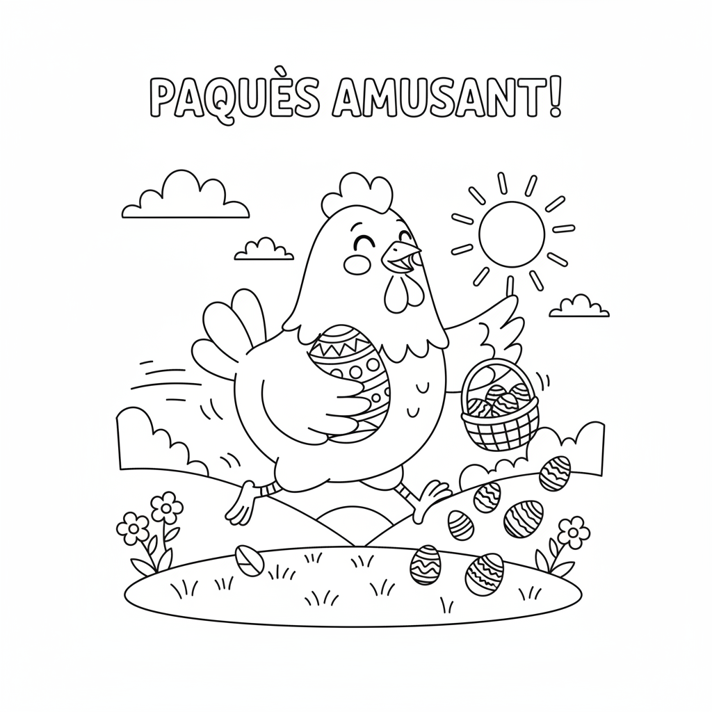 Coloriage poule paques coloriage 5