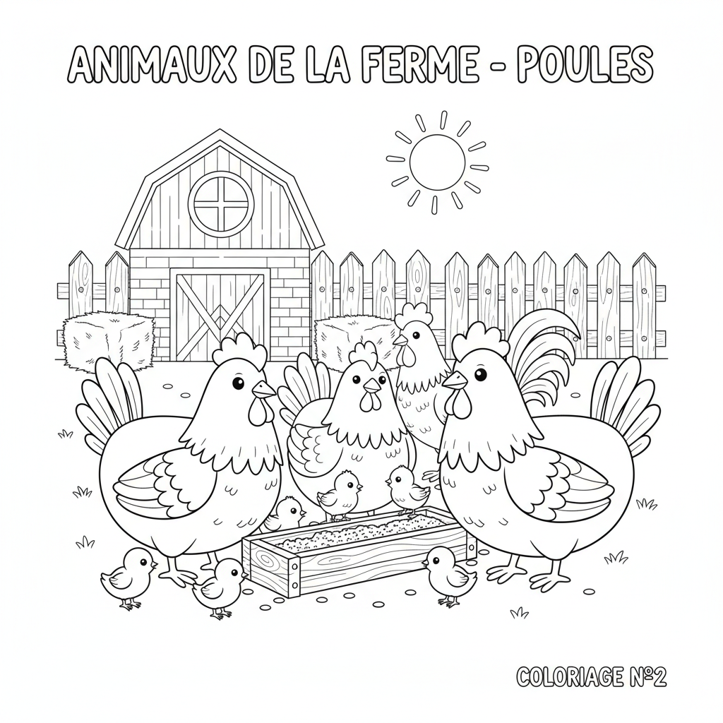 Coloriage poules coloriage 2