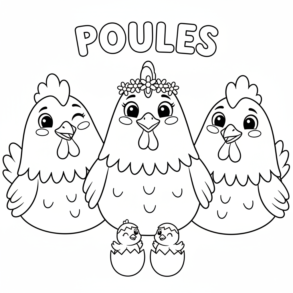 Coloriage poules coloriage 4